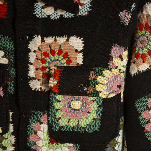 Sunflower Flora Cpo Shirt Black Floral 4082 Degli Uberti